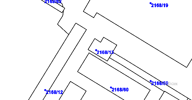 Parcela st. 2168/13 v KÚ Třinec, Katastrální mapa