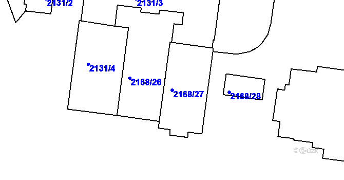 Parcela st. 2168/27 v KÚ Třinec, Katastrální mapa