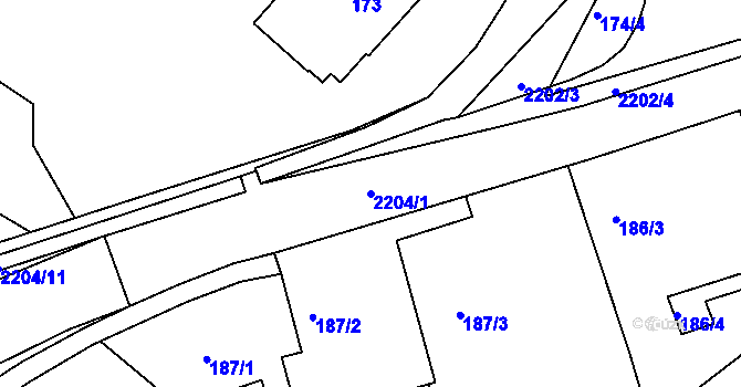 Parcela st. 2204/1 v KÚ Třinec, Katastrální mapa