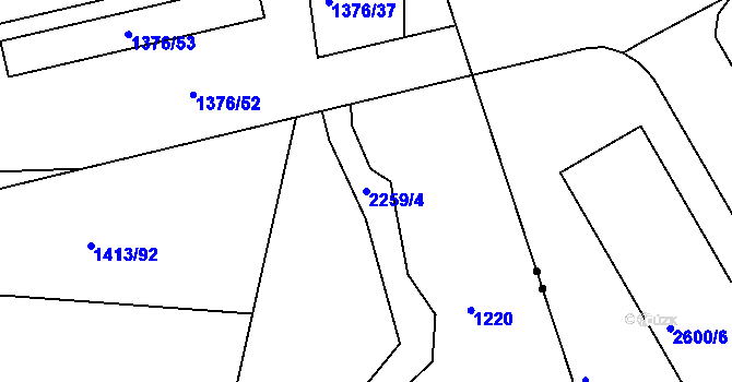 Parcela st. 2259/4 v KÚ Třinec, Katastrální mapa