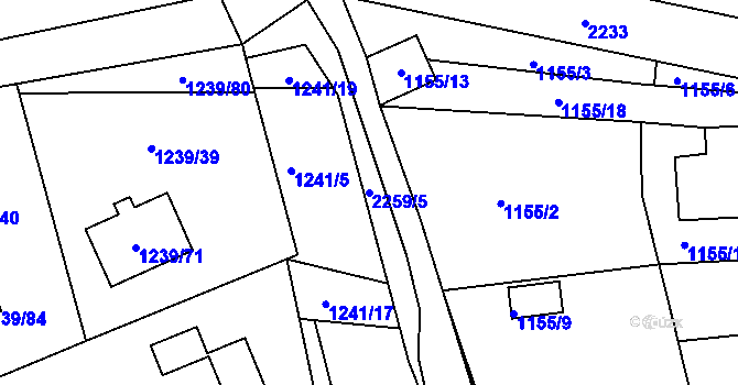 Parcela st. 2259/5 v KÚ Třinec, Katastrální mapa