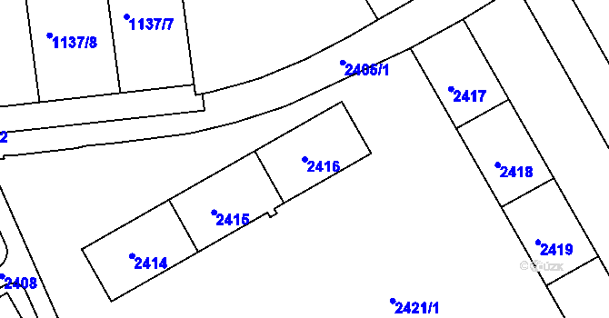 Parcela st. 2416 v KÚ Třinec, Katastrální mapa