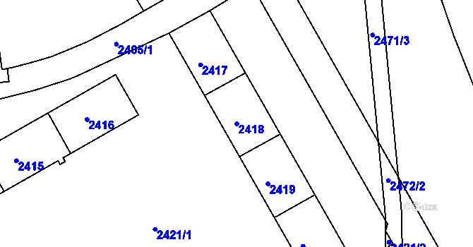 Parcela st. 2418 v KÚ Třinec, Katastrální mapa