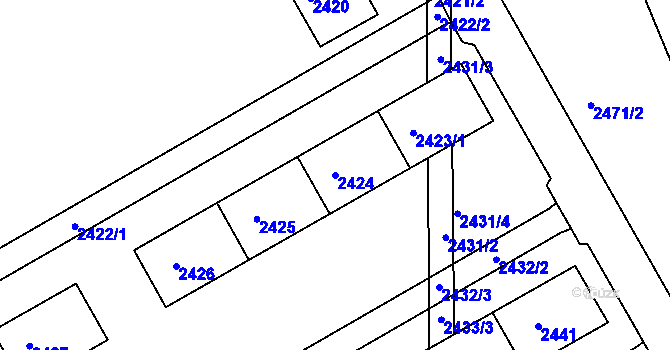 Parcela st. 2424 v KÚ Třinec, Katastrální mapa