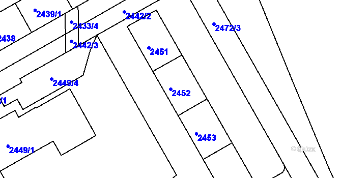 Parcela st. 2452 v KÚ Třinec, Katastrální mapa
