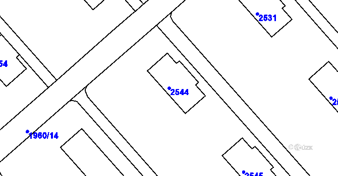 Parcela st. 2544 v KÚ Třinec, Katastrální mapa