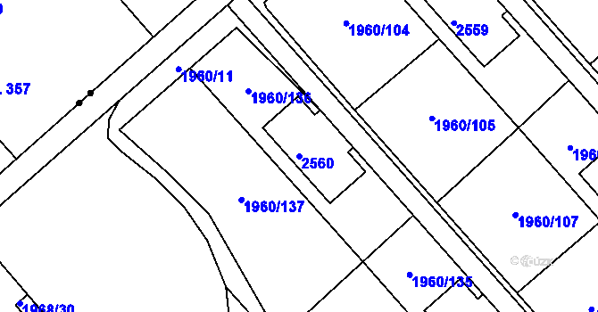 Parcela st. 2560 v KÚ Třinec, Katastrální mapa