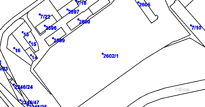 Parcela st. 2602/1 v KÚ Třinec, Katastrální mapa