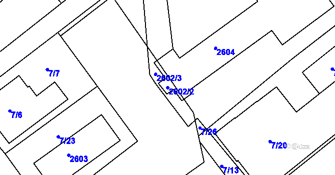 Parcela st. 2602/2 v KÚ Třinec, Katastrální mapa