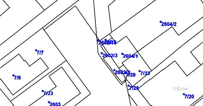 Parcela st. 2602/3 v KÚ Třinec, Katastrální mapa