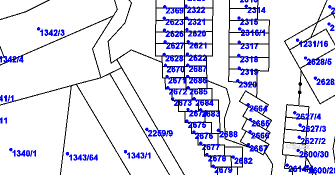 Parcela st. 2672 v KÚ Třinec, Katastrální mapa