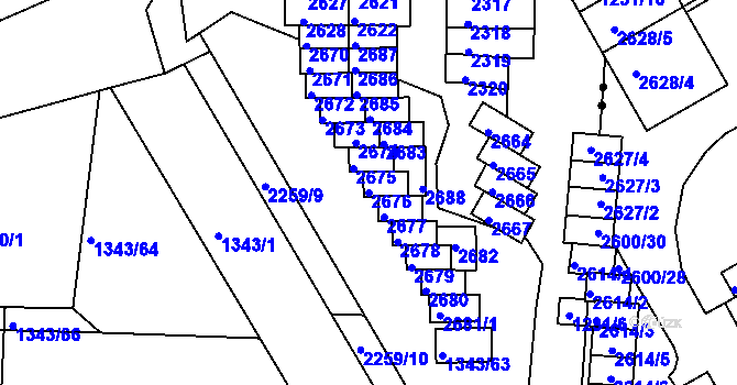 Parcela st. 2676 v KÚ Třinec, Katastrální mapa