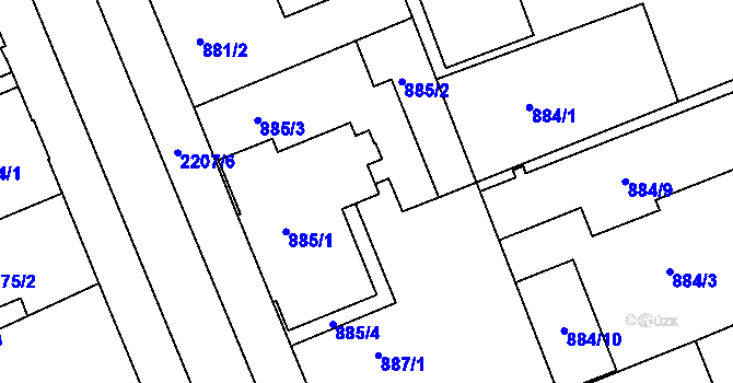 Parcela st. 887/2 v KÚ Třinec, Katastrální mapa