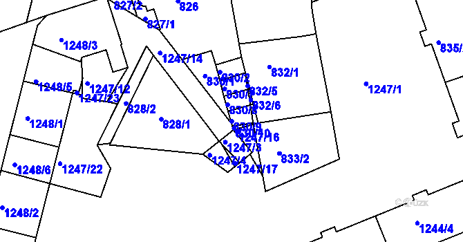 Parcela st. 830/9 v KÚ Třinec, Katastrální mapa