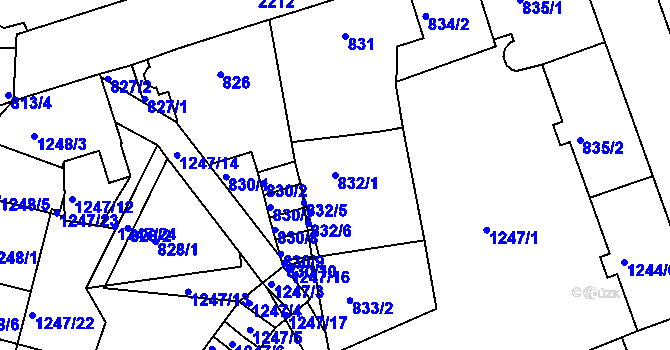 Parcela st. 832/1 v KÚ Třinec, Katastrální mapa