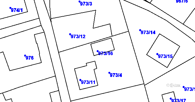 Parcela st. 973/16 v KÚ Třinec, Katastrální mapa