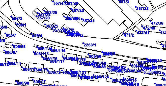 Parcela st. 2258/1 v KÚ Třinec, Katastrální mapa