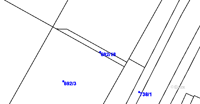 Parcela st. 692/18 v KÚ Třinec, Katastrální mapa