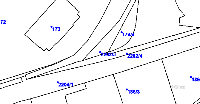 Parcela st. 2202/3 v KÚ Třinec, Katastrální mapa