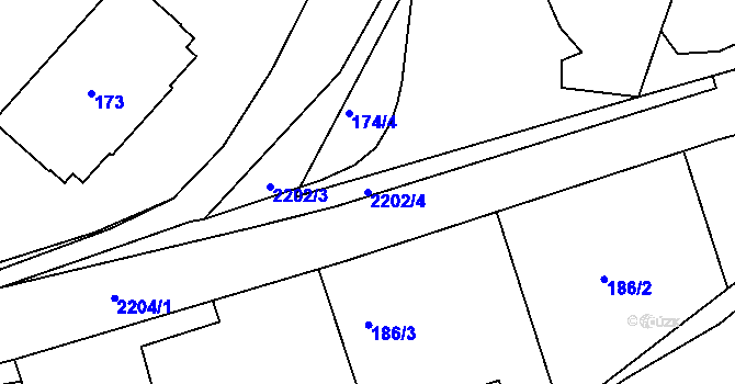 Parcela st. 2202/4 v KÚ Třinec, Katastrální mapa