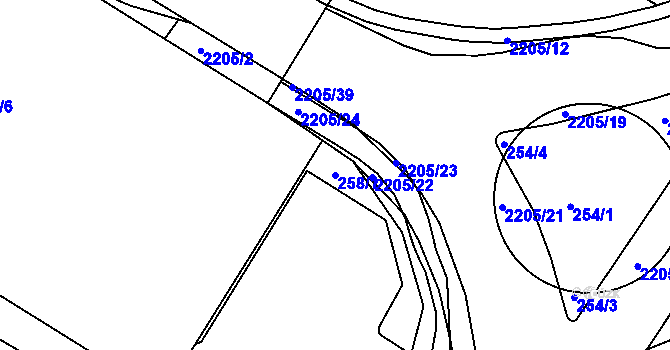 Parcela st. 258/1 v KÚ Třinec, Katastrální mapa
