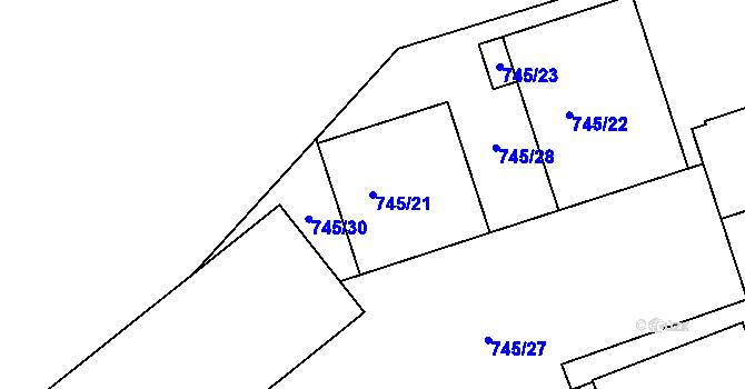 Parcela st. 745/21 v KÚ Třinec, Katastrální mapa