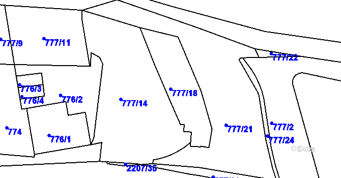 Parcela st. 777/18 v KÚ Třinec, Katastrální mapa