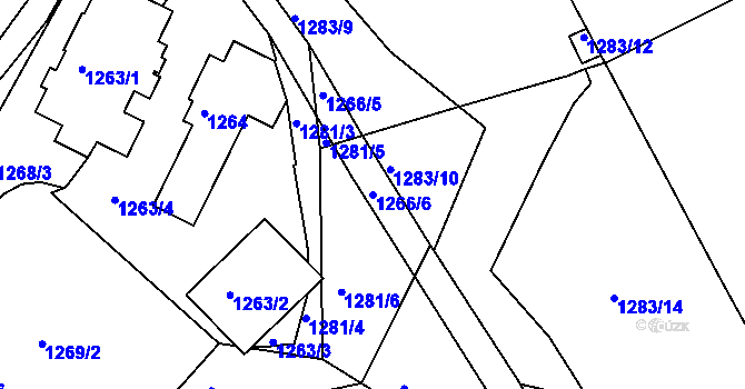 Parcela st. 1266/6 v KÚ Třinec, Katastrální mapa
