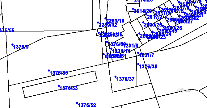 Parcela st. 1376/36 v KÚ Třinec, Katastrální mapa