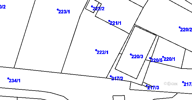 Parcela st. 222/1 v KÚ Třinec, Katastrální mapa