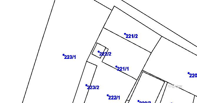Parcela st. 222/2 v KÚ Třinec, Katastrální mapa