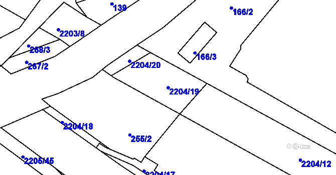 Parcela st. 2204/19 v KÚ Třinec, Katastrální mapa