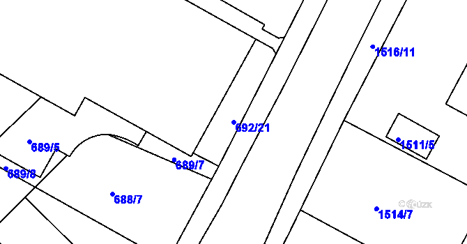 Parcela st. 692/21 v KÚ Třinec, Katastrální mapa
