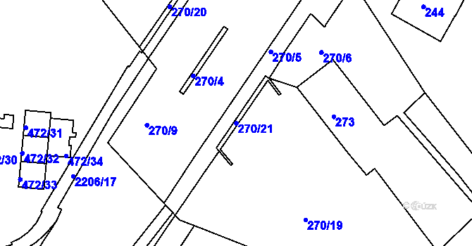 Parcela st. 270/21 v KÚ Třinec, Katastrální mapa
