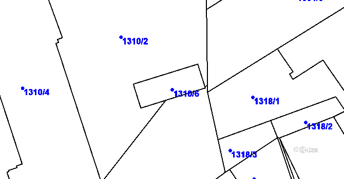 Parcela st. 1310/6 v KÚ Třinec, Katastrální mapa