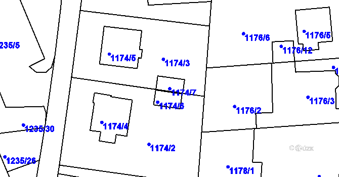 Parcela st. 1174/7 v KÚ Třinec, Katastrální mapa