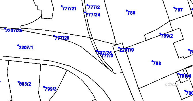 Parcela st. 777/25 v KÚ Třinec, Katastrální mapa