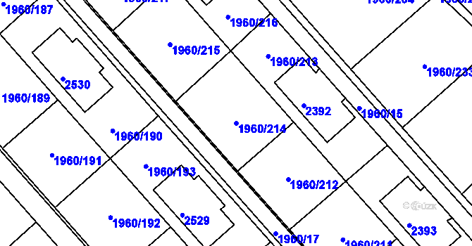 Parcela st. 1960/214 v KÚ Třinec, Katastrální mapa