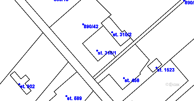 Parcela st. 310/1 v KÚ Konská, Katastrální mapa