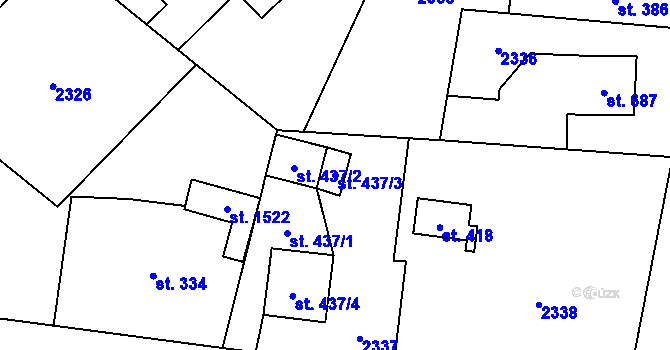 Parcela st. 437/3 v KÚ Konská, Katastrální mapa
