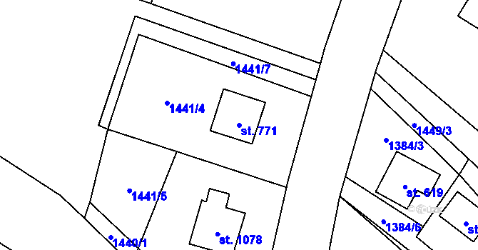 Parcela st. 771 v KÚ Konská, Katastrální mapa