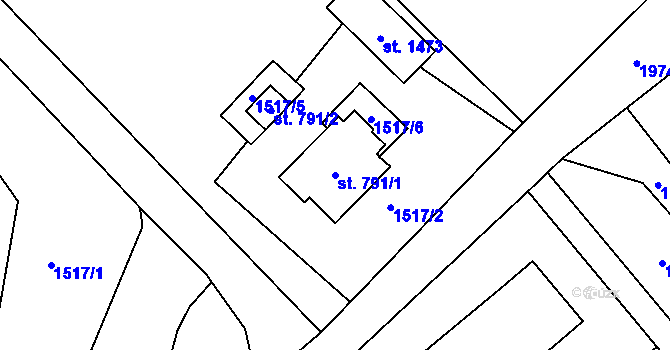 Parcela st. 791/1 v KÚ Konská, Katastrální mapa