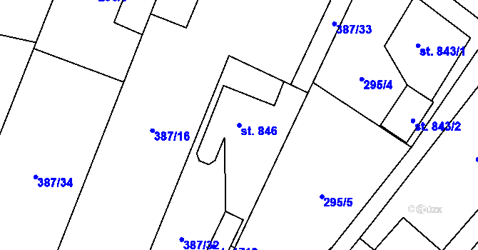Parcela st. 846 v KÚ Konská, Katastrální mapa