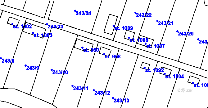 Parcela st. 968 v KÚ Konská, Katastrální mapa