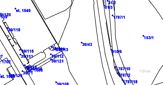 Parcela st. 39/43 v KÚ Konská, Katastrální mapa