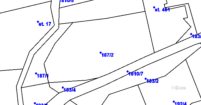 Parcela st. 187/2 v KÚ Konská, Katastrální mapa