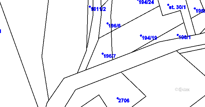 Parcela st. 196/7 v KÚ Konská, Katastrální mapa