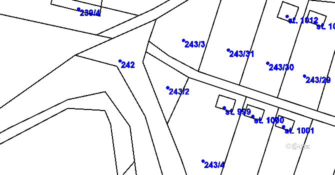 Parcela st. 243/2 v KÚ Konská, Katastrální mapa