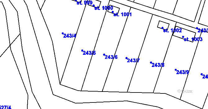Parcela st. 243/6 v KÚ Konská, Katastrální mapa