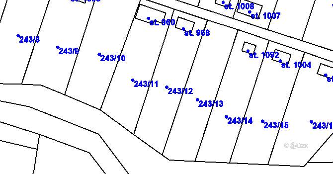 Parcela st. 243/12 v KÚ Konská, Katastrální mapa